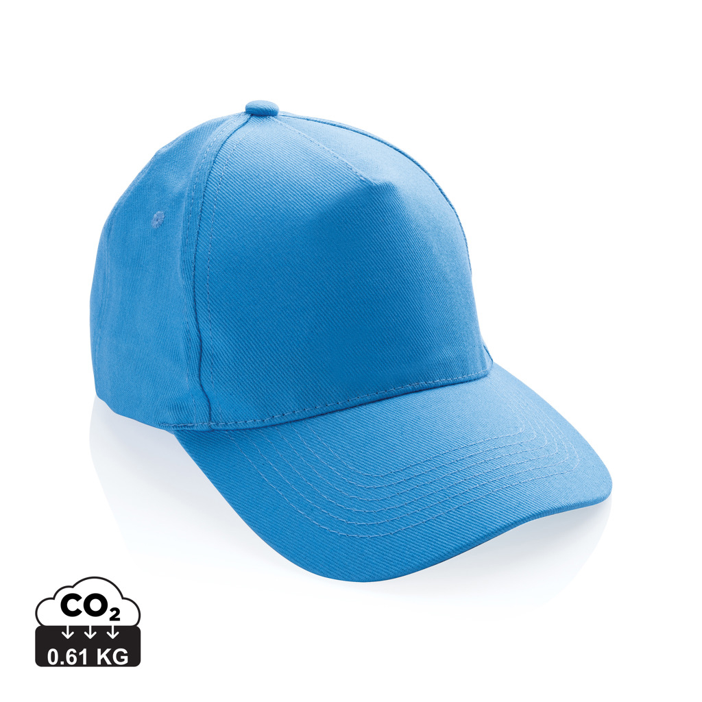 Casquette coton recyclé 280 g publicitaire 5 pans Impact tranquil blue
